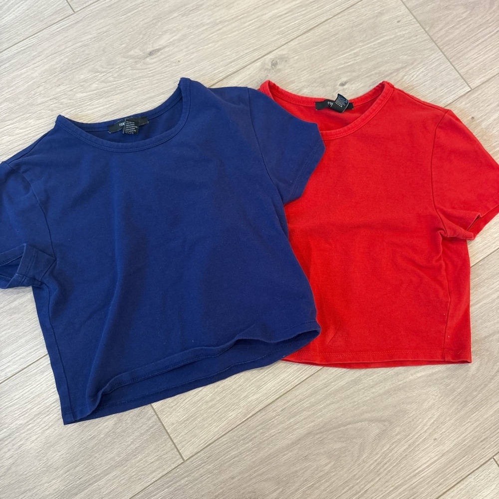 Forever 21 Red and Blue Crop tops/t shirts